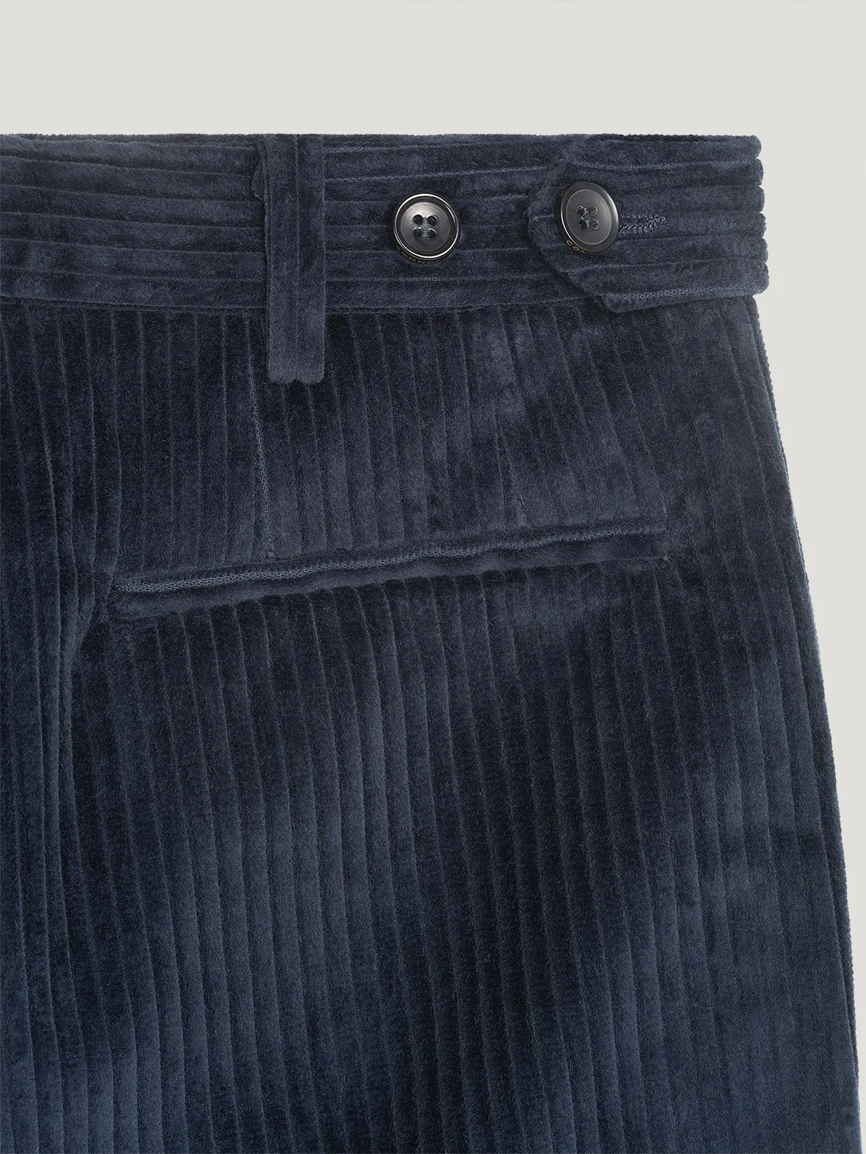 Navy Cord Relaxed Tapered Trousers