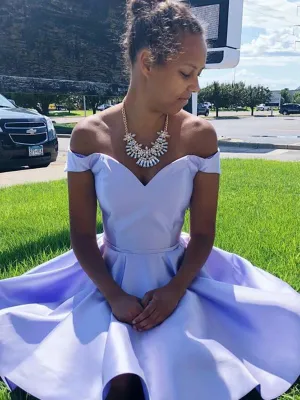 Off the Shoulder Short Purple Prom Dresses, Off Shoulder Short Purple Graduation Homecoming Dresses