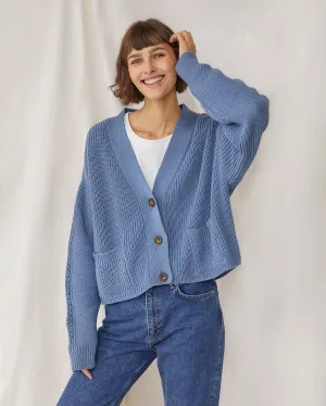 Preila Merino Wool Cardigan Baltic Blue