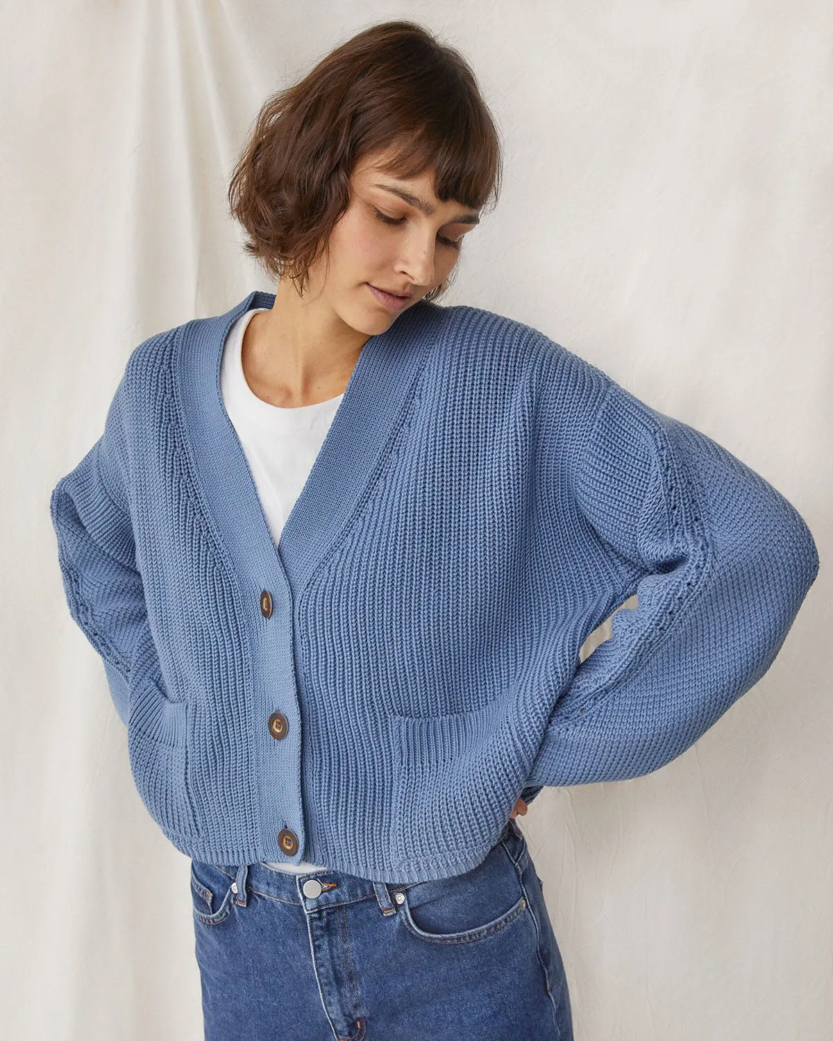 Preila Merino Wool Cardigan Baltic Blue