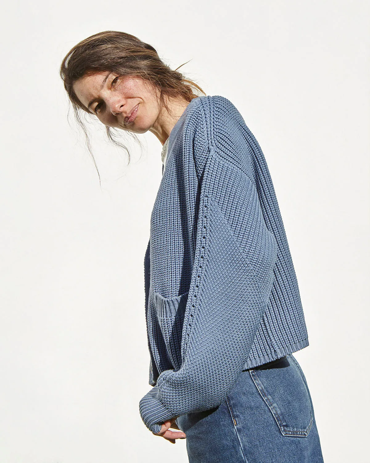 Preila Merino Wool Cardigan Baltic Blue