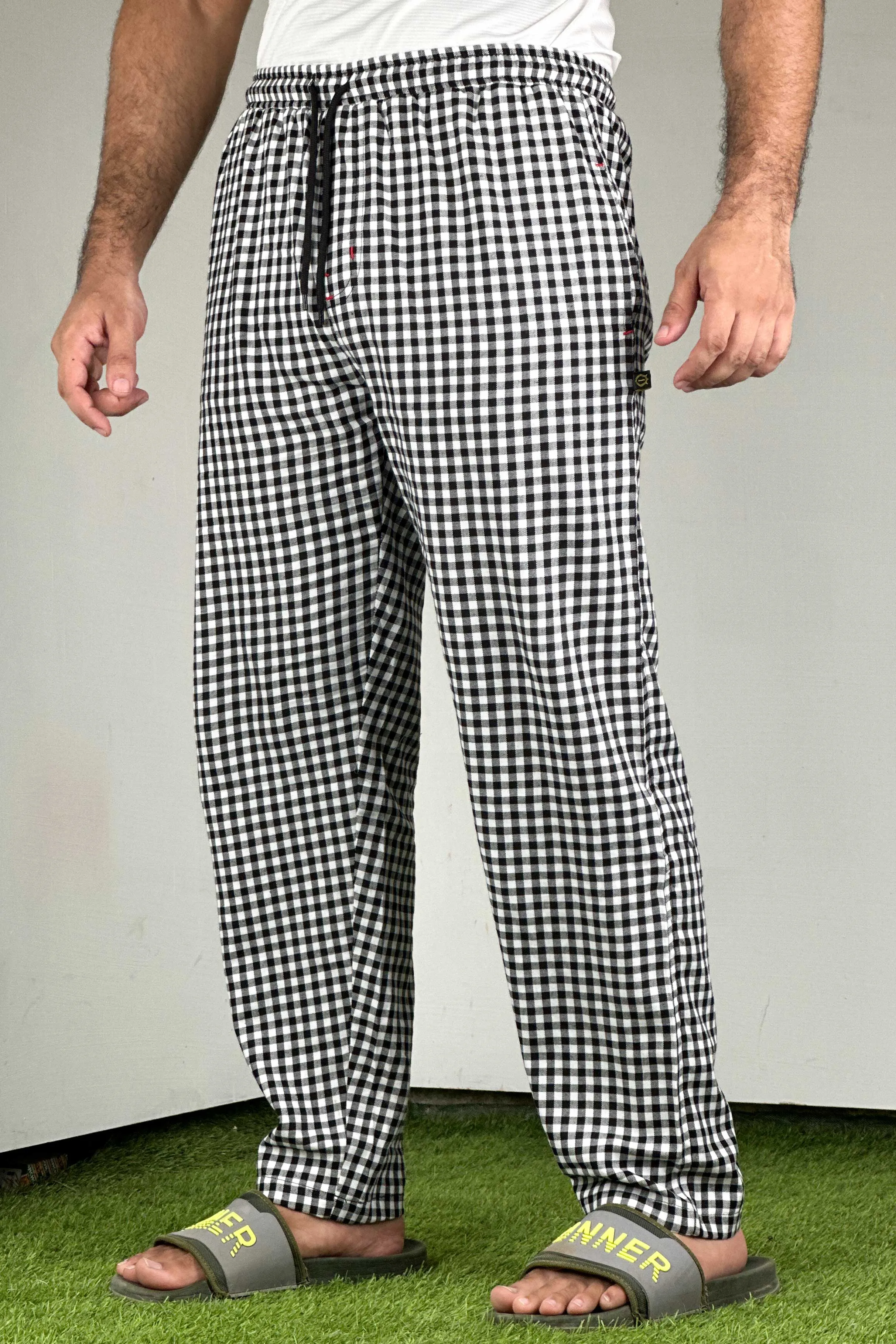Premium B&W Checkered Cotton Trousers - 0124138