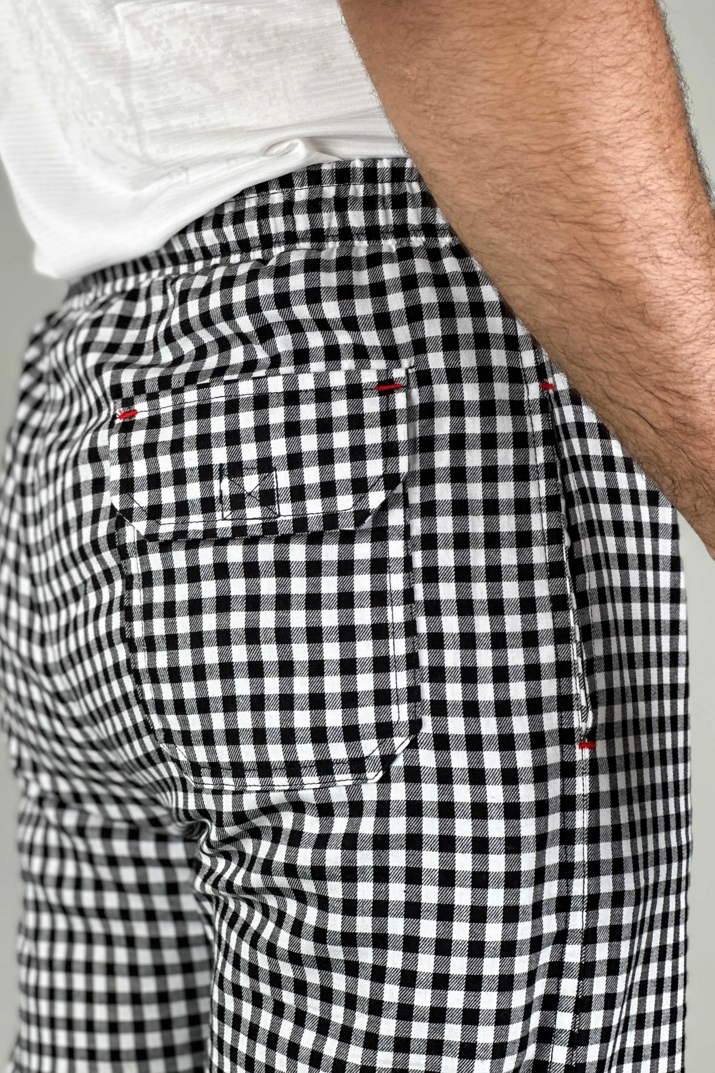 Premium B&W Checkered Cotton Trousers - 0124138