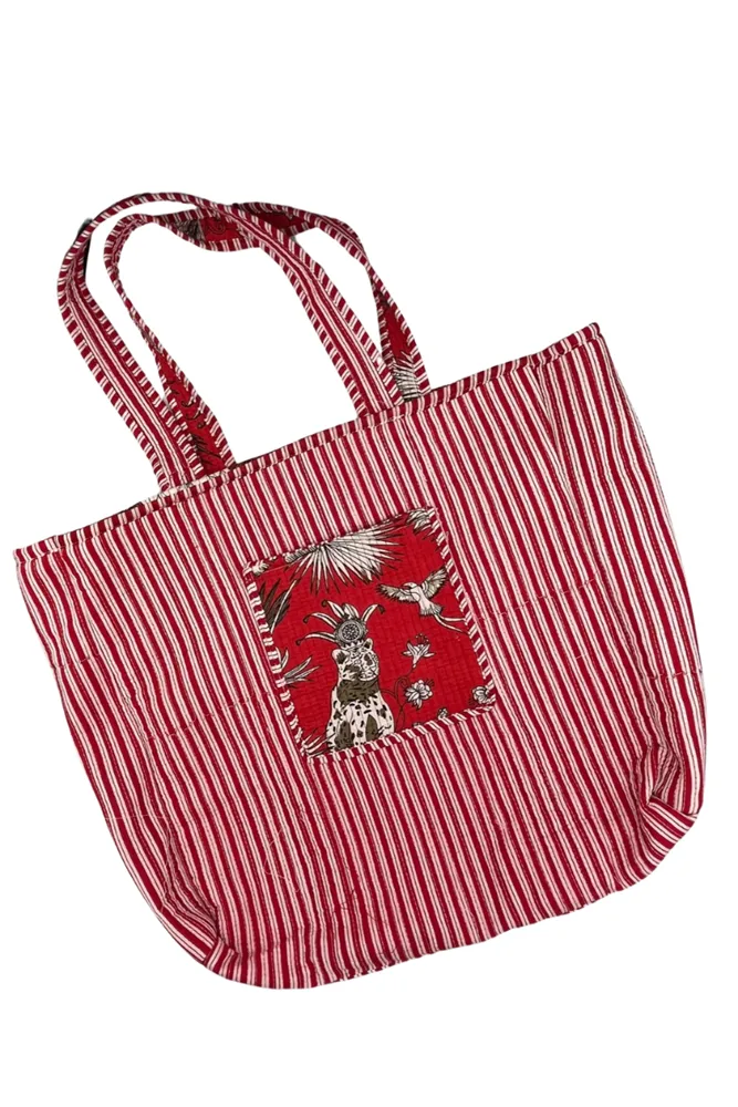 Red Jungle Reversible Velvet Cotton Bag