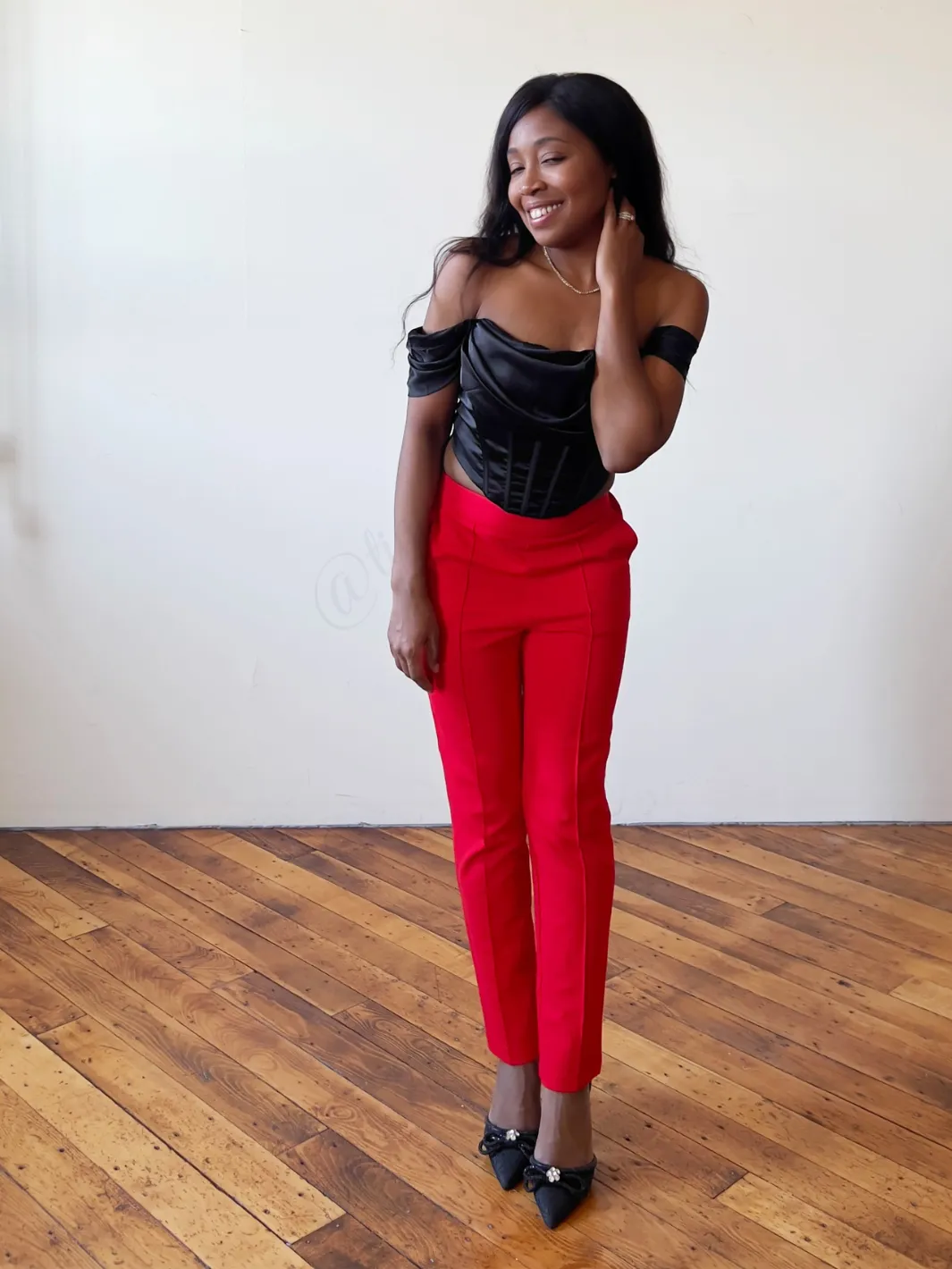 Red Straight Leg Trousers