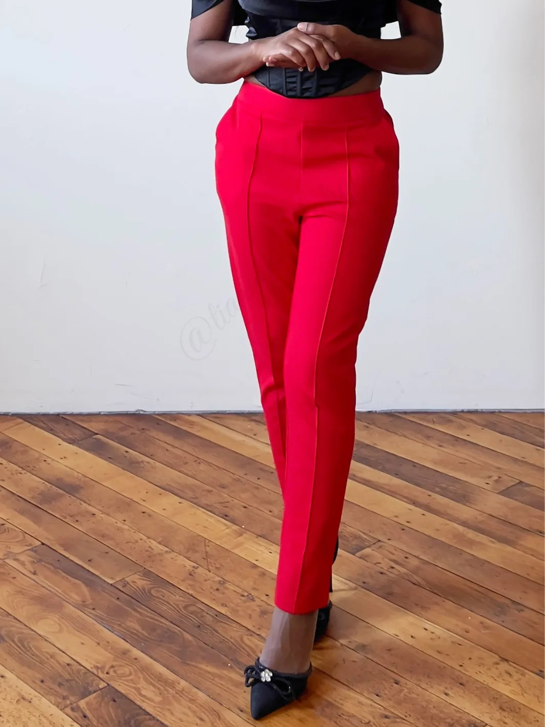 Red Straight Leg Trousers