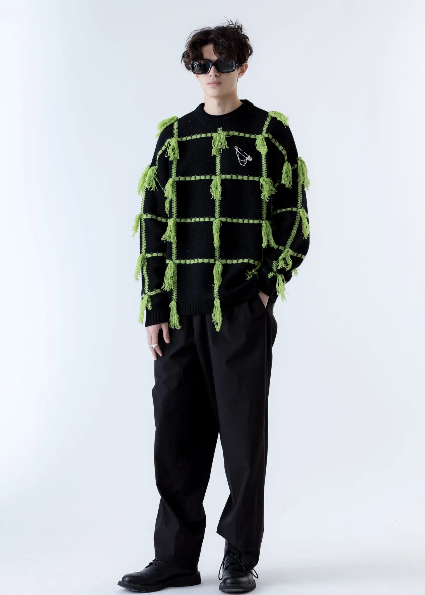 Rei Check Neon Knit Sweater