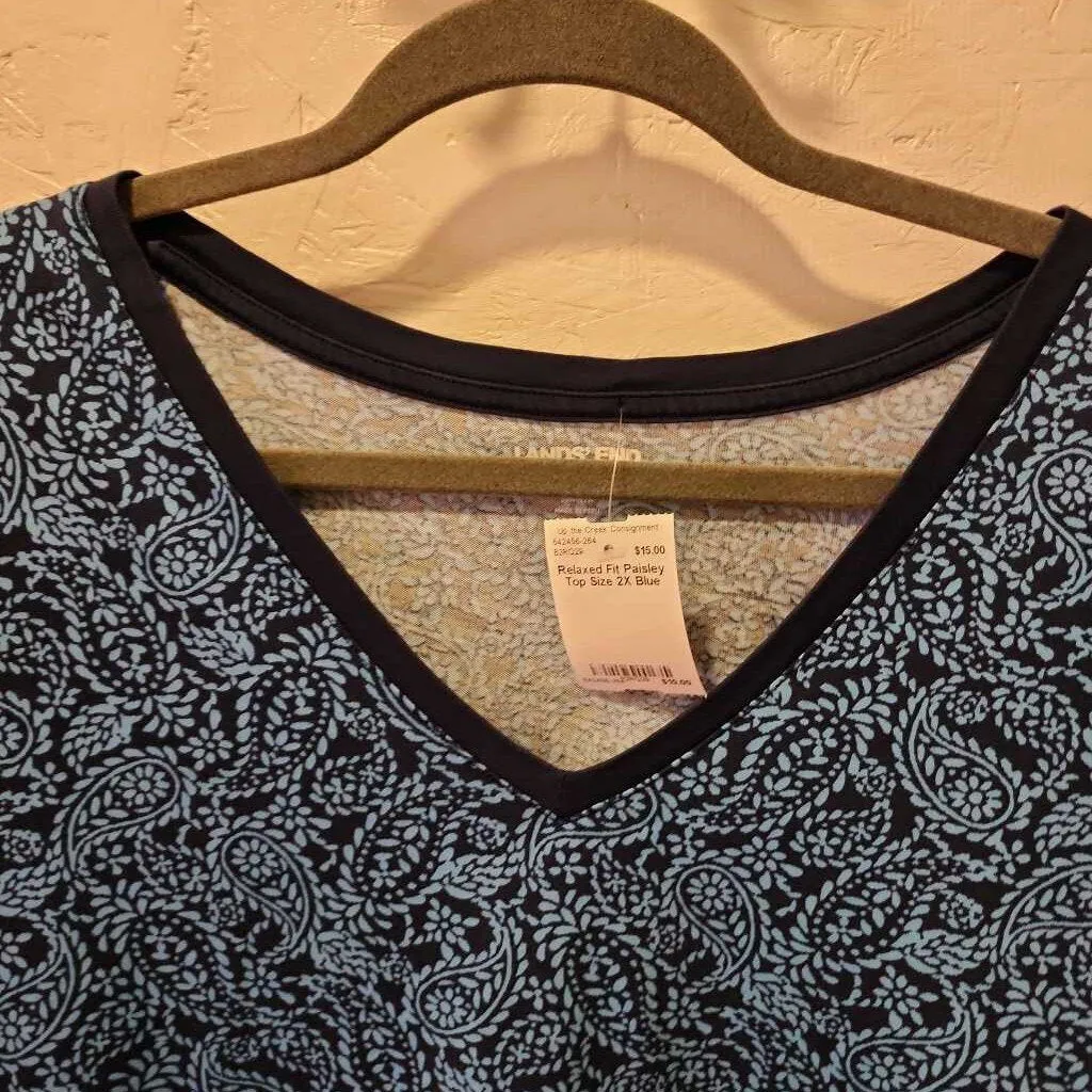 Relaxed Fit Paisley Top Size 2X