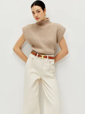 Ribbed Cap Sleeve Warm Sweater