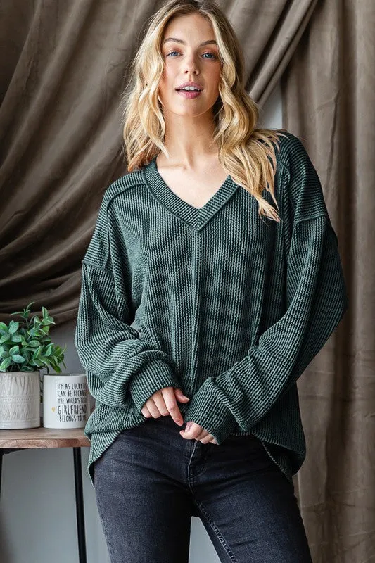 Ribbed Vneck Tops- 6 Colors!