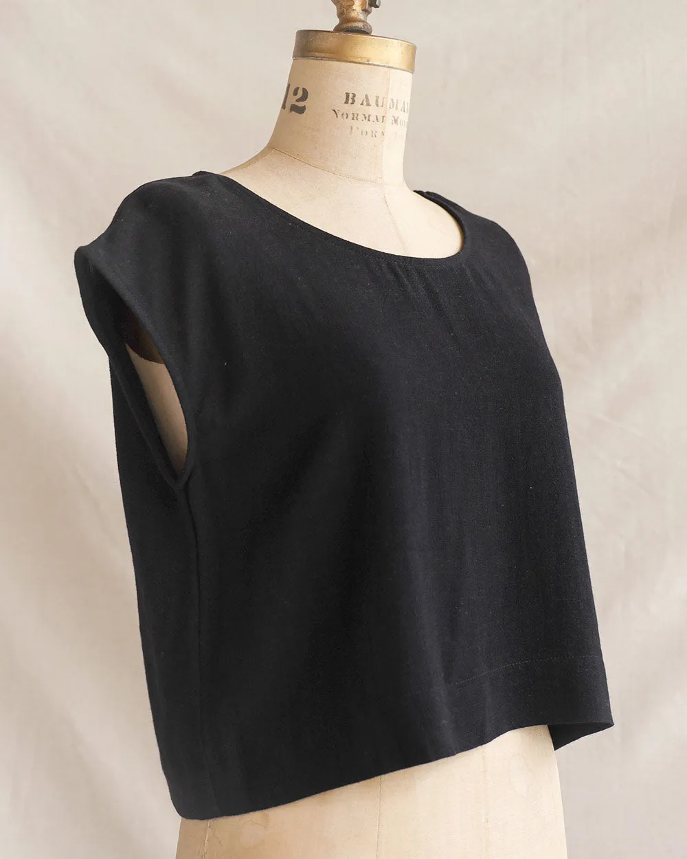 Riley Linen Top - Black