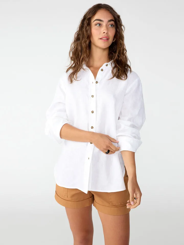 Sanctuary Relaxed Linen Shirt in White