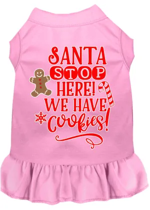 Santa, We Have Cookies Screen Print Dog Dress Light Pink Lg