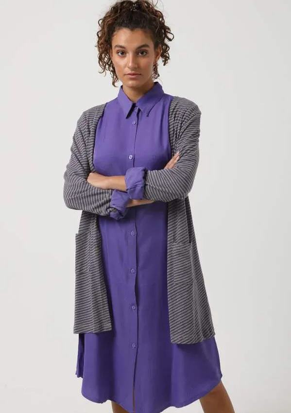 Shades Full Sleeves Open Neckline Cardigan - Kady