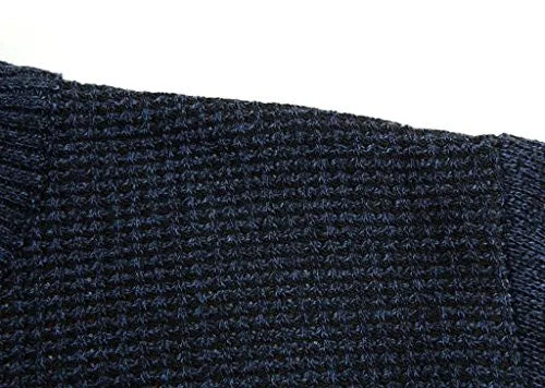 Shengweiao Men's Zip Knitted Cardigan Sweater (Large, Dark Blue)