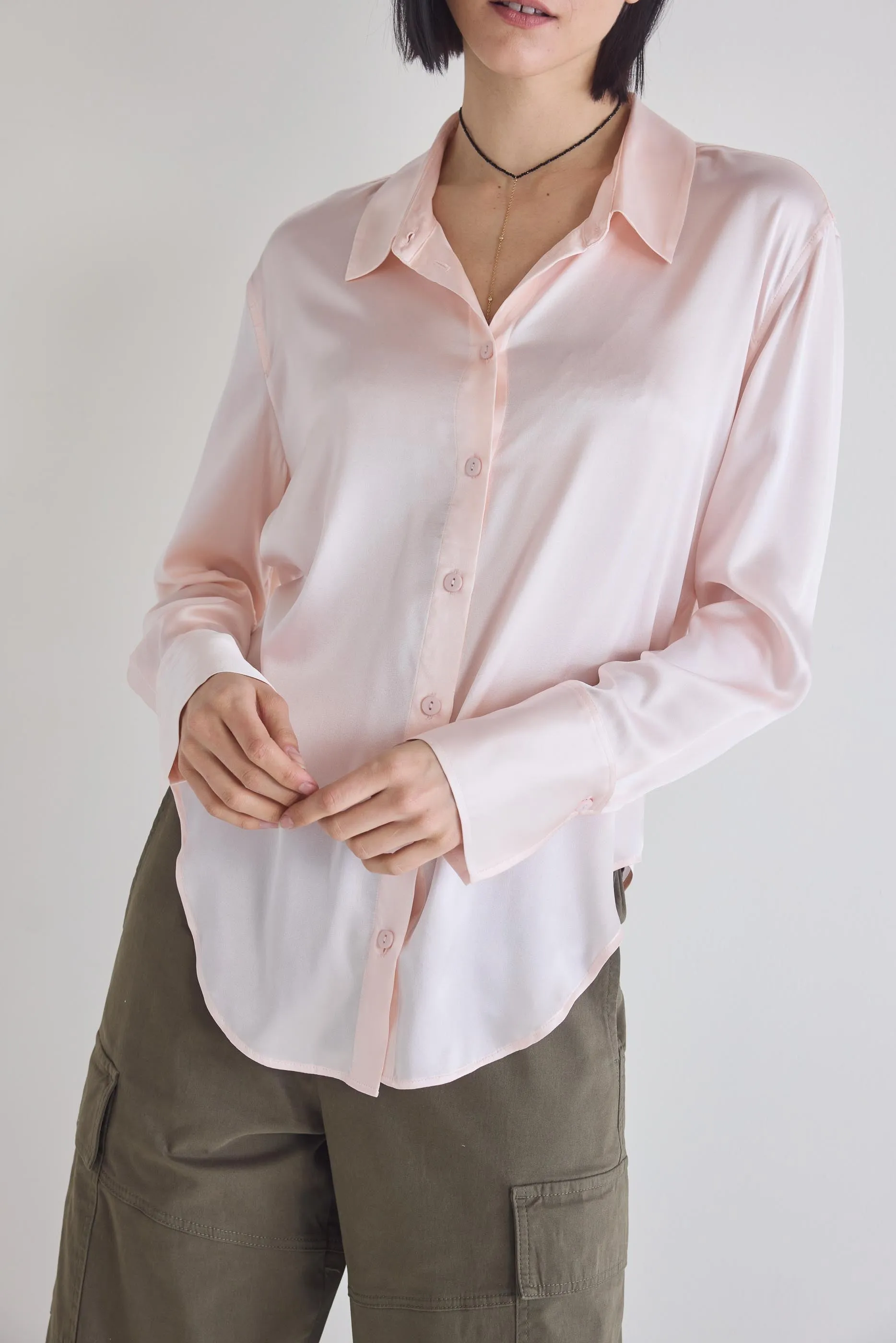 Shift Your Gaze Button Down Silk Blouse