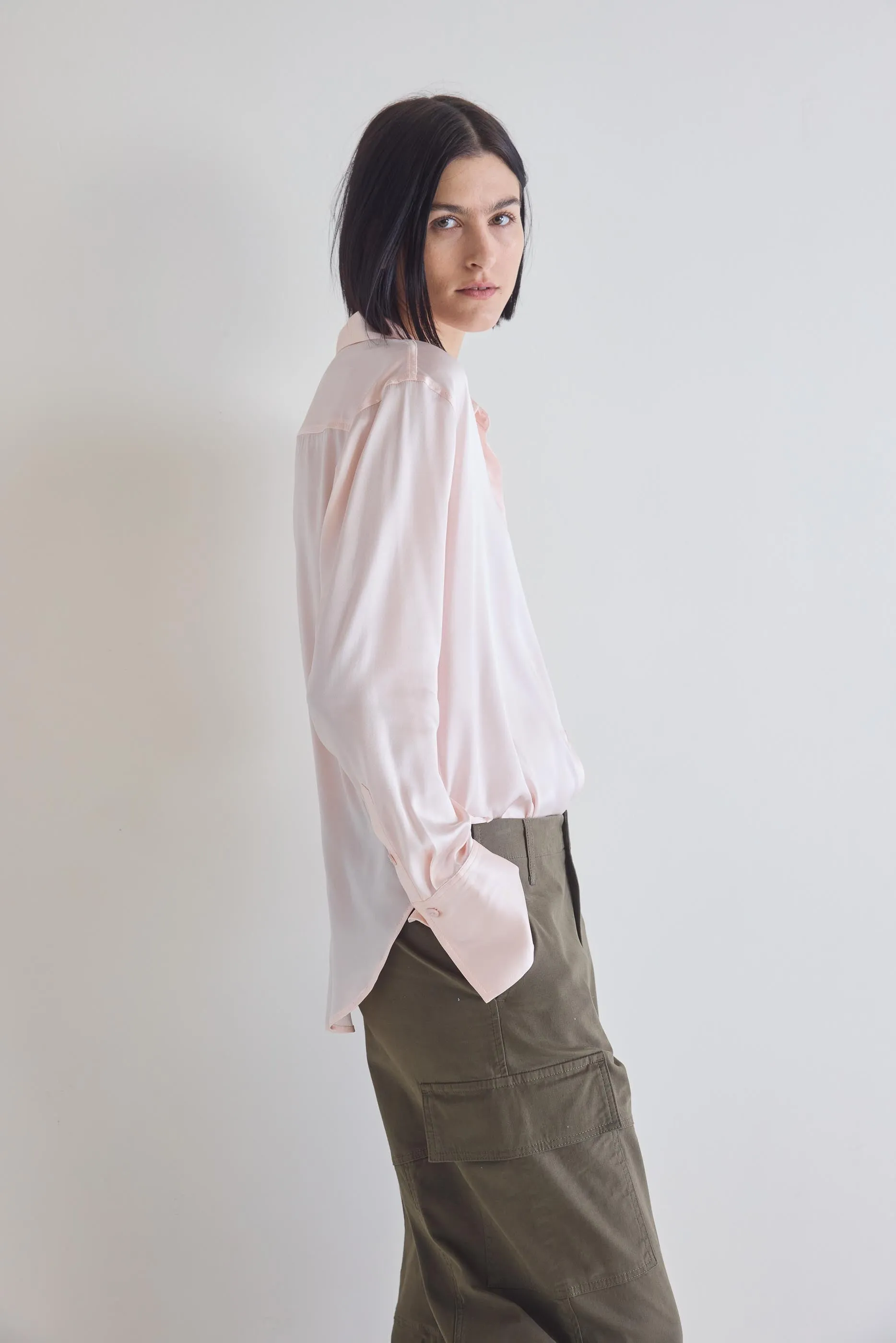 Shift Your Gaze Button Down Silk Blouse