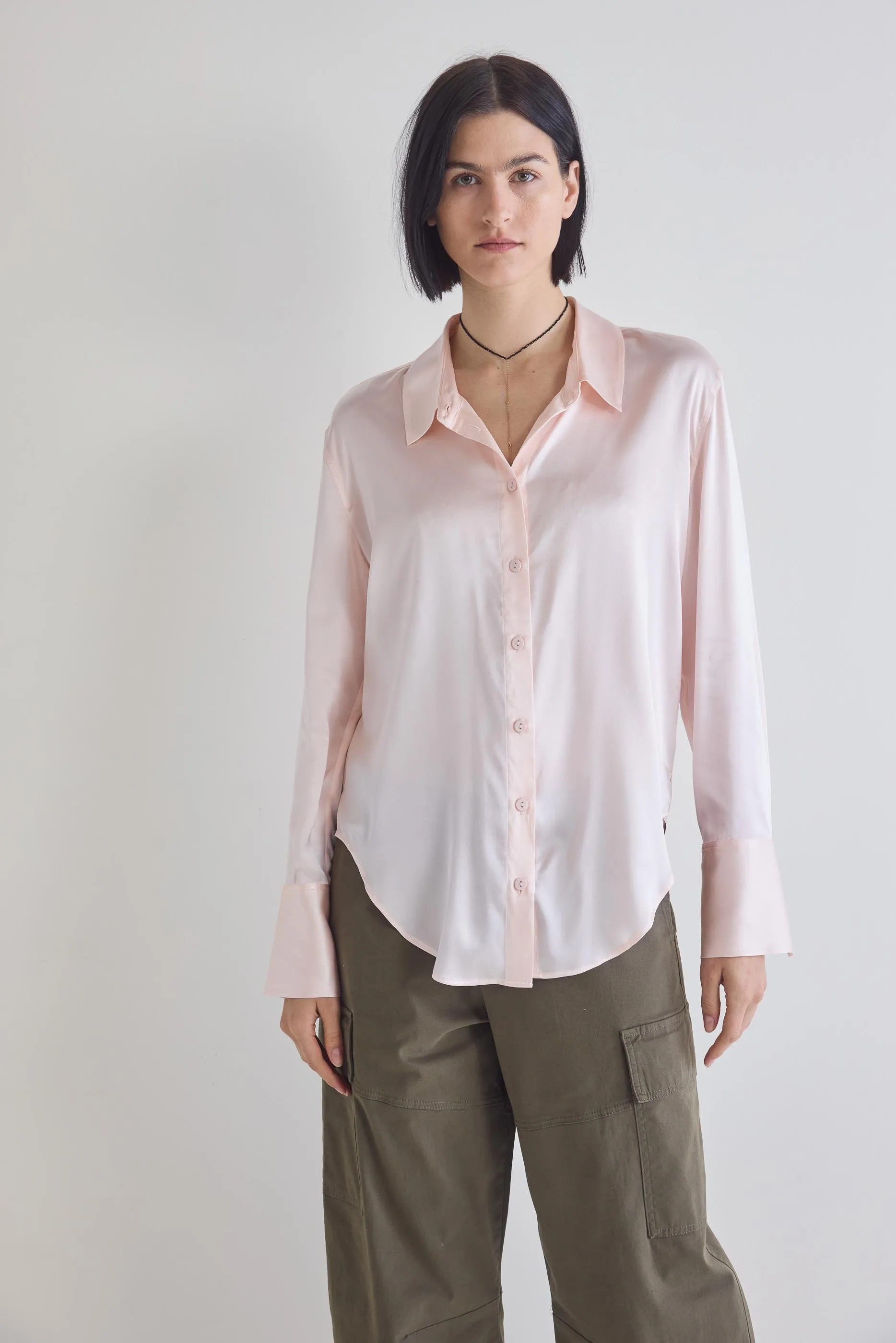 Shift Your Gaze Button Down Silk Blouse