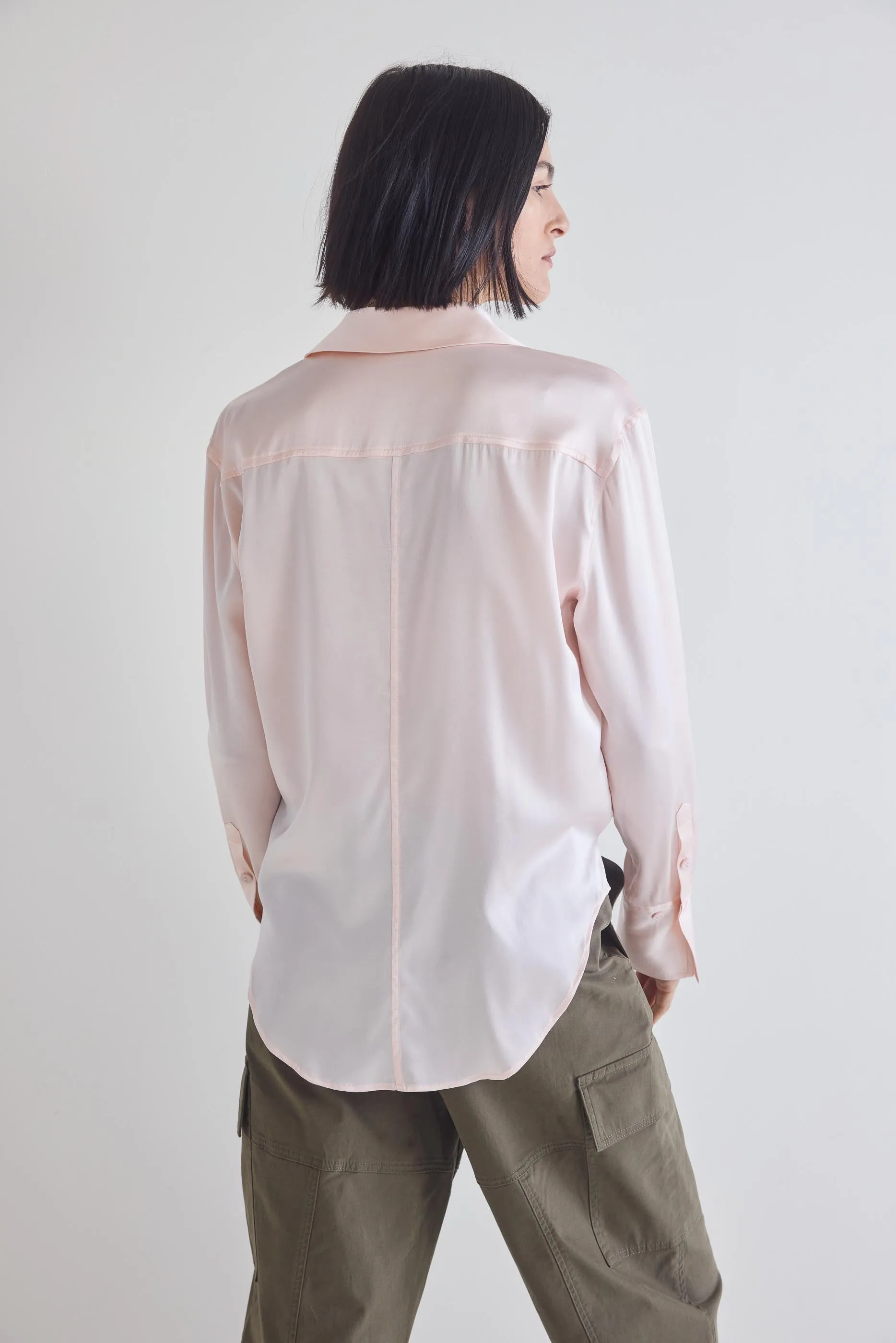 Shift Your Gaze Button Down Silk Blouse