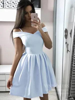 Simple Light Blue Graduation Dresses with Straps SD1141