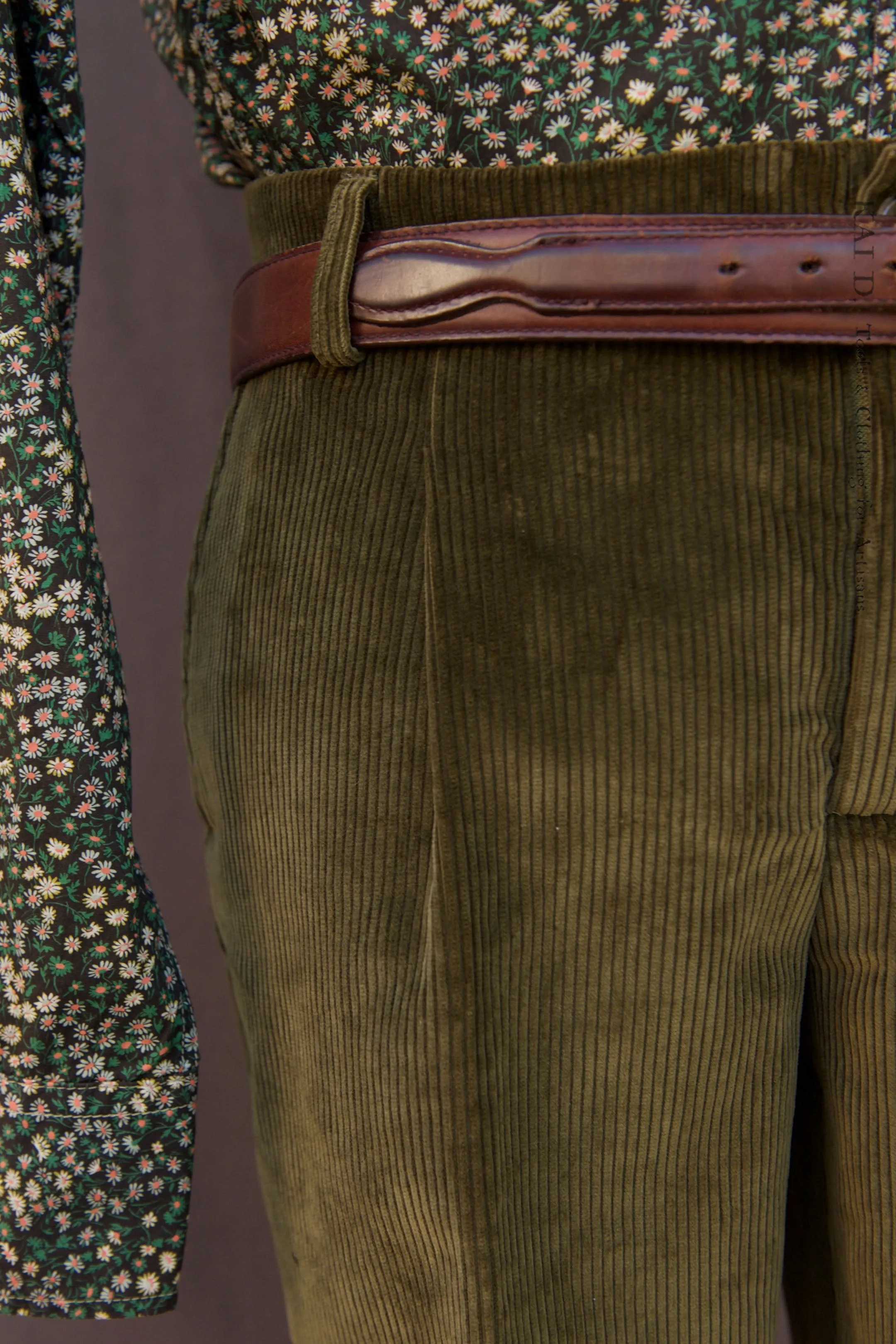 Single Pleat Trousers - Spruce Green English Corduroy - 48