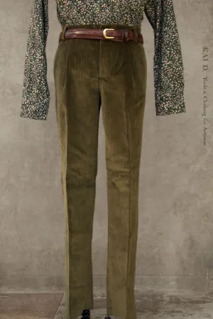 Single Pleat Trousers - Spruce Green English Corduroy - 48