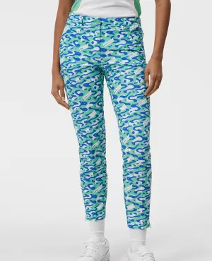 SIZE 12-14 - J.Lindeberg Pia Print Golf Pant 27.5'' Caldera Jade Cream