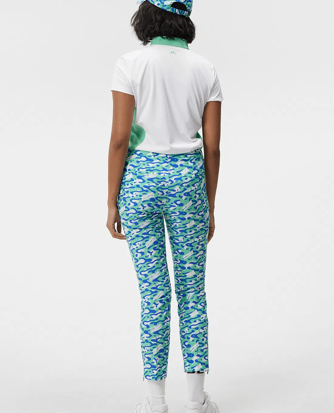 SIZE 12-14 - J.Lindeberg Pia Print Golf Pant 27.5'' Caldera Jade Cream