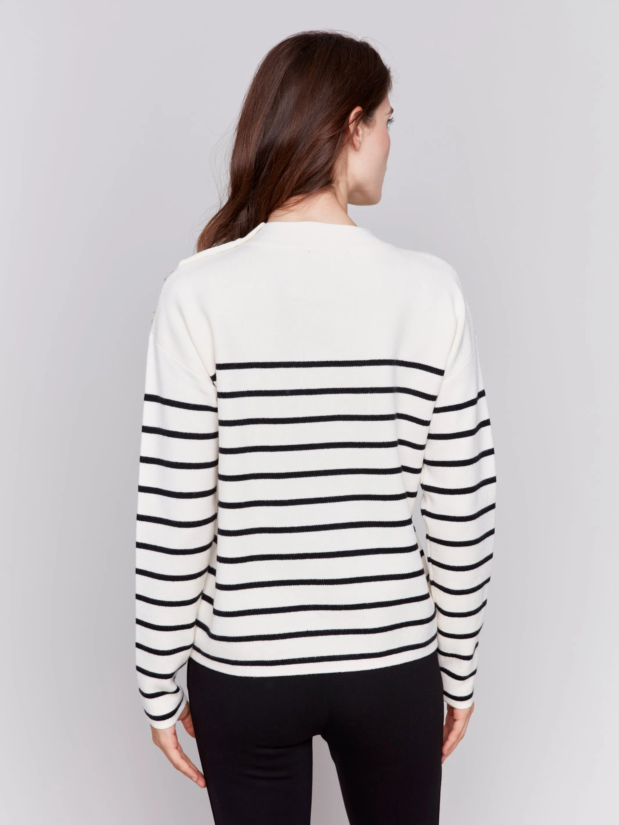 Striped Sweater with Button Detail