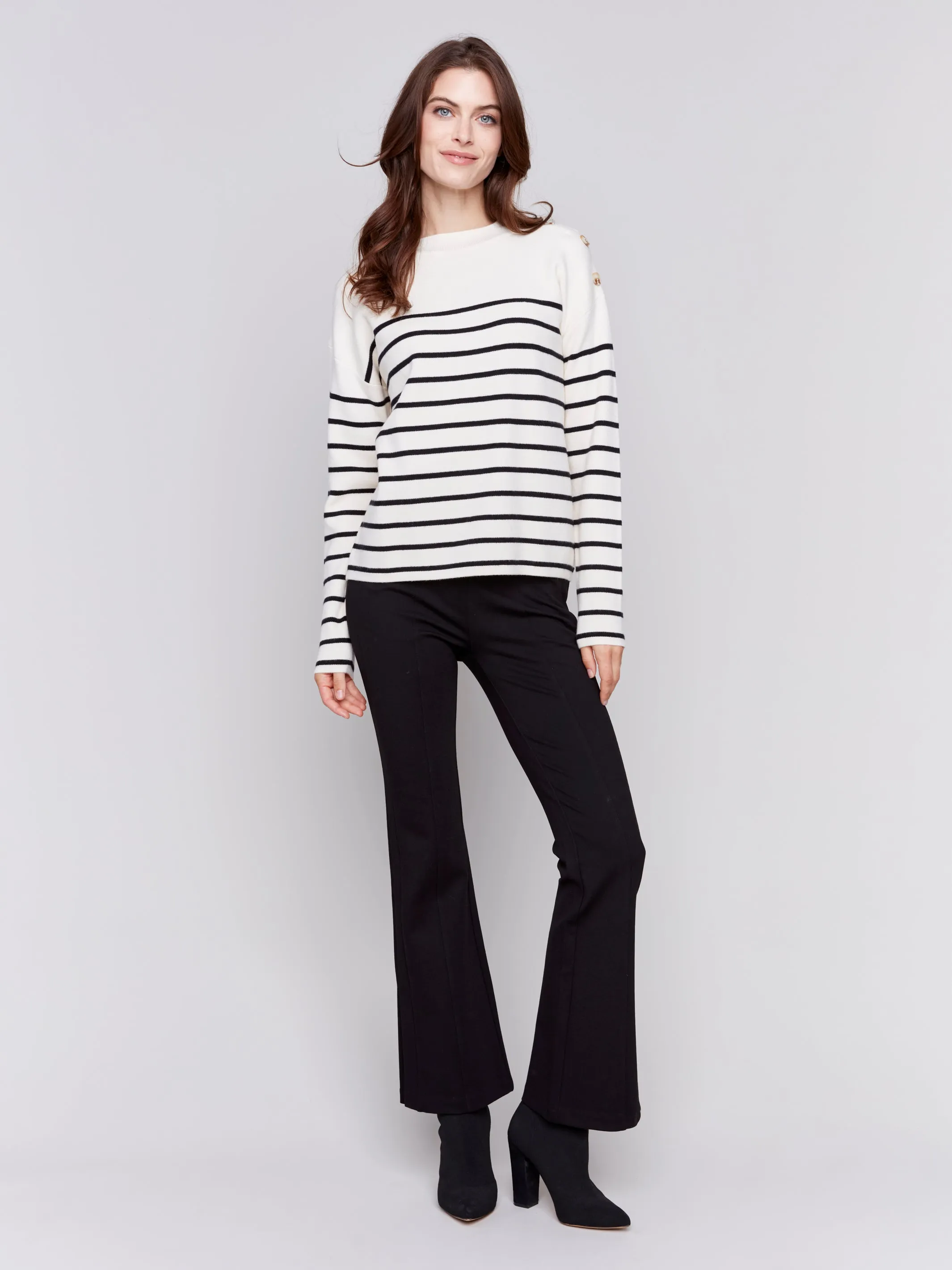 Striped Sweater with Button Detail