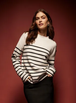 Striped Sweater with Button Detail