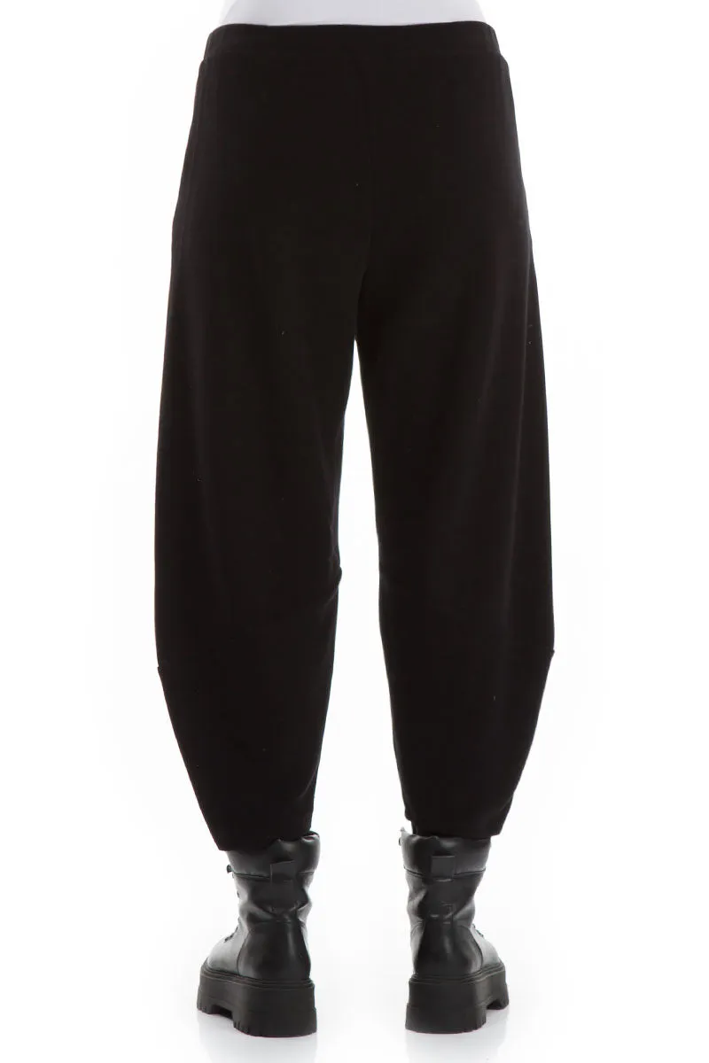 Taper Black Cotton Jersey Trousers