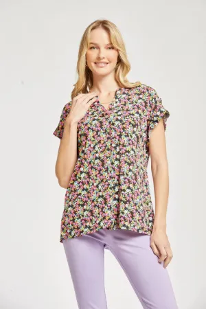 The Lizzy Short Sleeve Top Black Multi