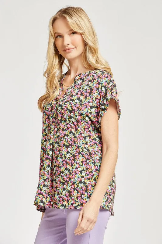 The Lizzy Short Sleeve Top Black Multi