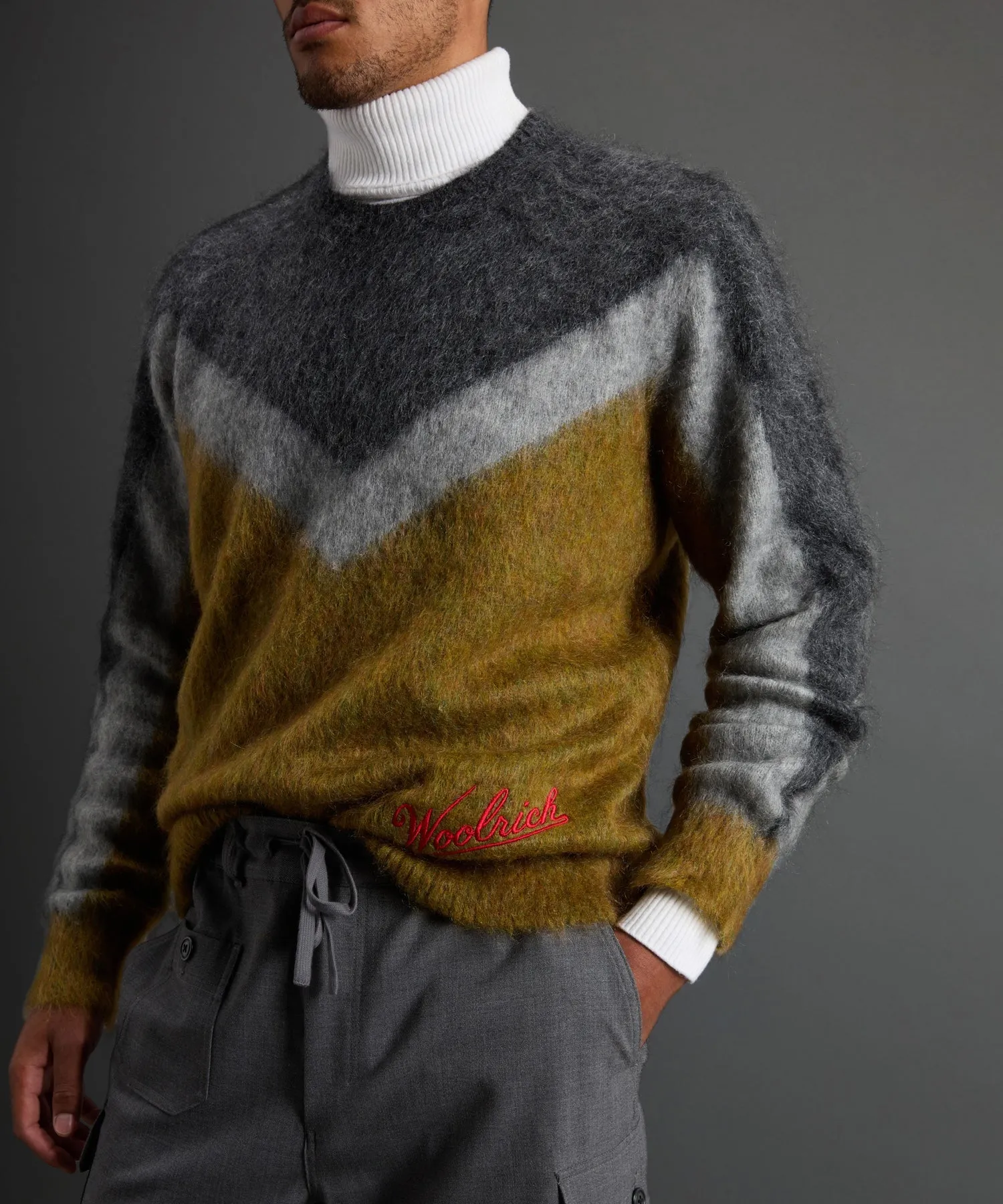 Todd Snyder X Woolrich Chevron Mohair Crewneck