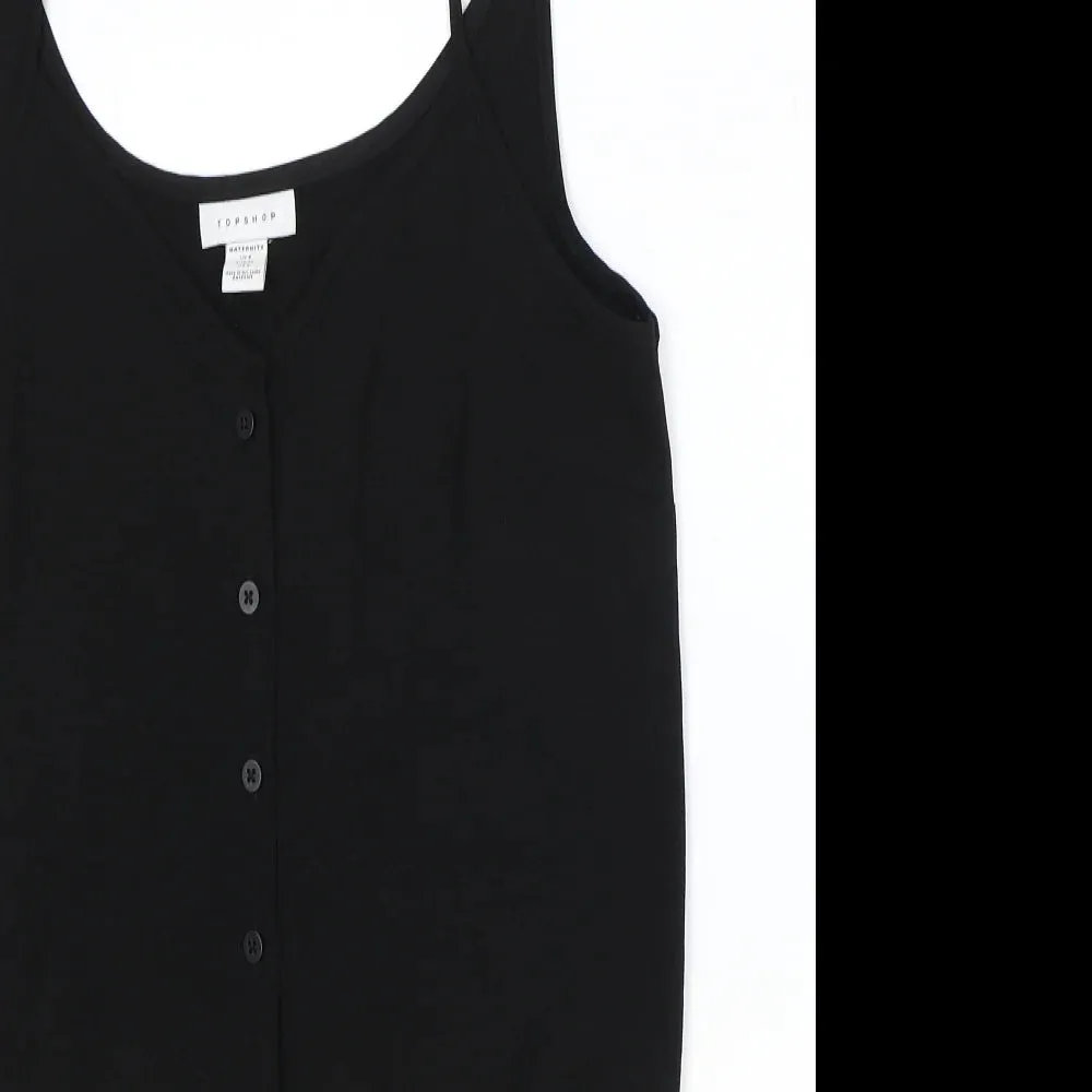 Topshop Maternity Black Strappy Button Front Sun Top - Size Maternity UK 8
