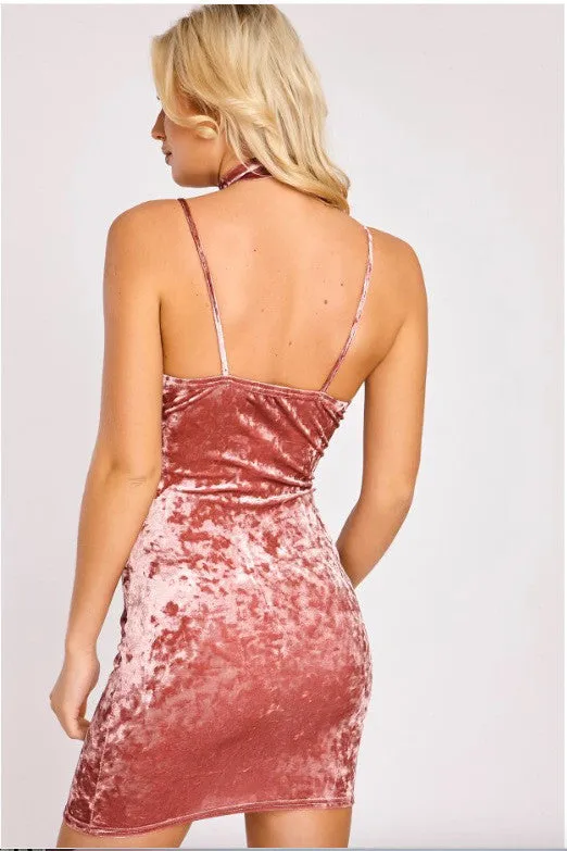 V-neck Pure Color Sleeveless Stripe Short Sexy Dress