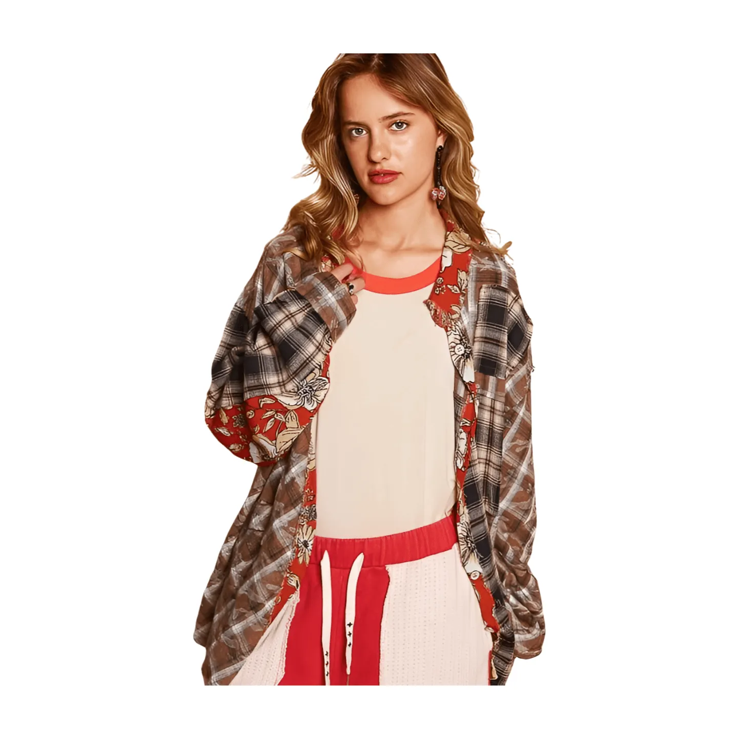 Vintage Washed Plaid Button Down - Chocolate Multi