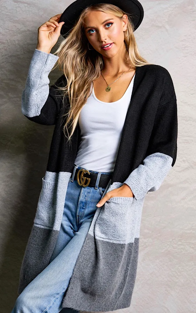 Warm Wishes Black and Grey Cardigan
