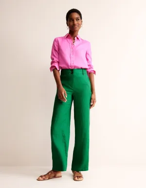 Westbourne Linen Trousers-Green Tambourine