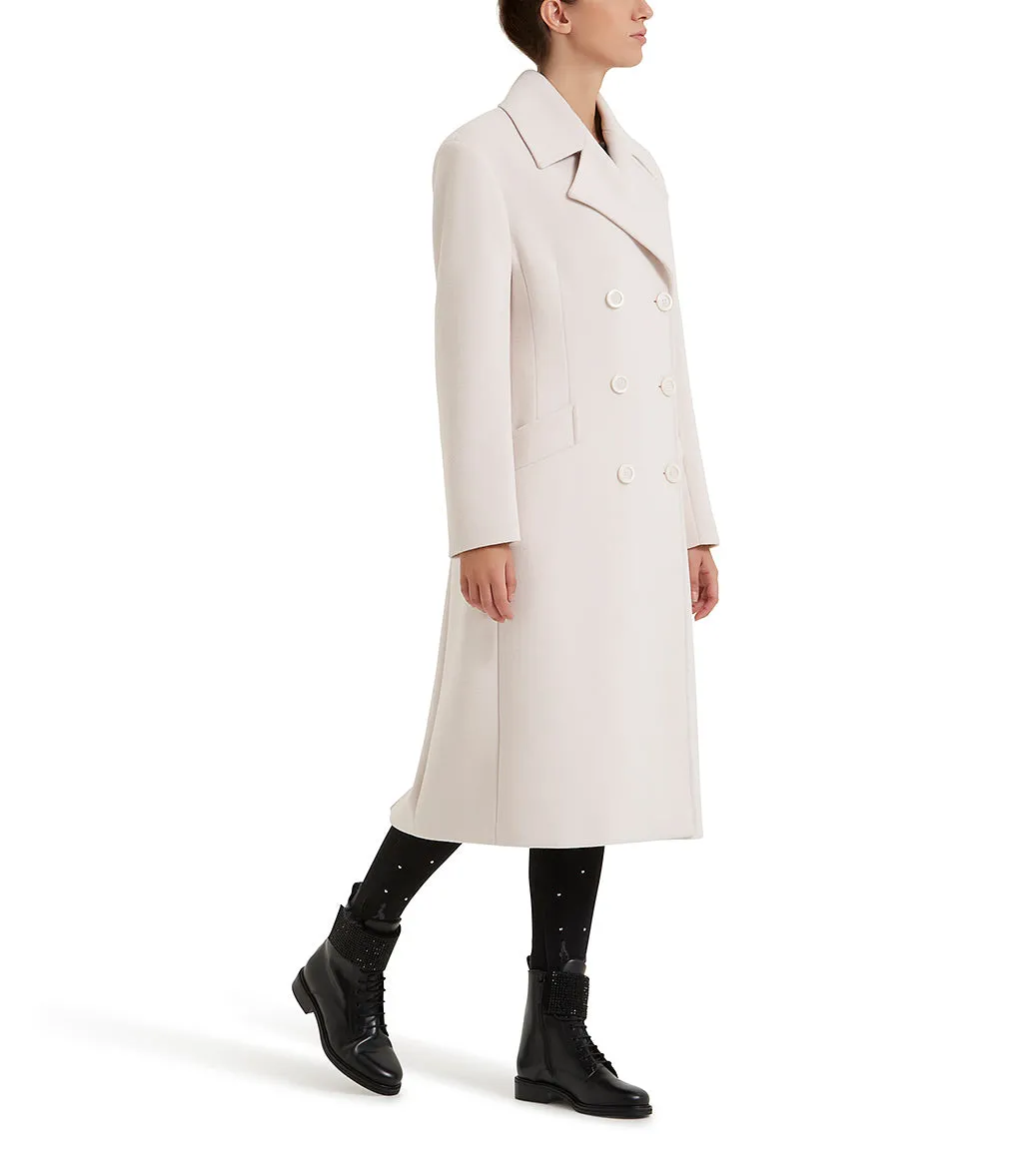 White double-breasted long coat