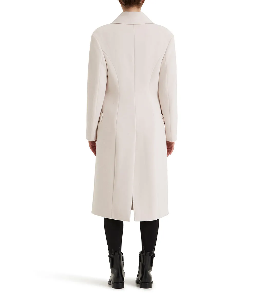 White double-breasted long coat