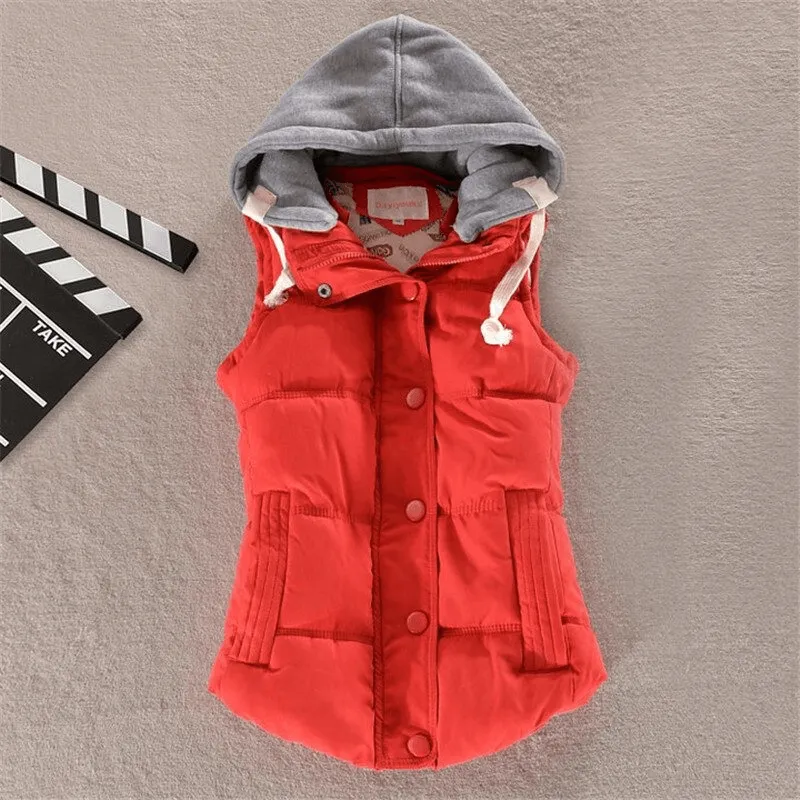 Women's Sleeveless Cotton Jacket / Elegant Casual Hooded Vest - SF0023