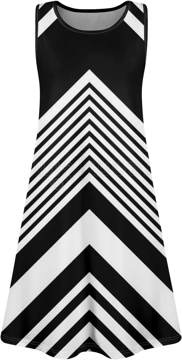 Women's Sleeveless Floral Print Casual A-Line Dress with Pockets, Summer Summer for Beach and Everyday Wear
